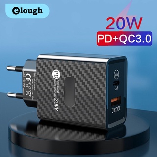 Elough อะแดปเตอร์ชาร์จโทรศัพท์มือถือ 3.0 PD 20W USB Type C QC3.0 ปลั๊ก EU US