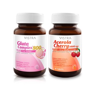 **ถูกสุดสุด** VISTRA Double White Set (Gluta 800 ขนาด 30 เม็ด + Vistra Acerola Cherry 45 เม็ด)