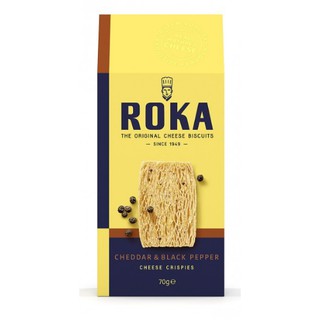 โรก้า เชดเดอร์ แอนด์ แบล็คเปปเปอร์ ชีส คริสปี้ส์ 70 กรัม - Roka Cheddar and Black Pepper Cheese Crispies 70g