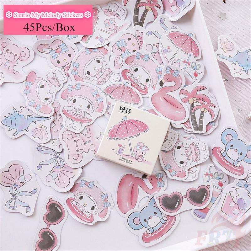 &gt; Ready Stock &lt; ❉ Sanrio My Melody ป้ายสติกเกอร์ ❉45Pcs/Box DIY Diary Scrapbooking Decals สติ๊กเกอร์ Sealing สติ๊กเกอร์