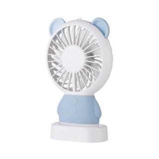 Damo Bear Mini fan พัดลมพกพาขนาดเล็ก ชาร์จสายUSB ใส่ถ่าน ลมแรง (สีขาว / น้ำเงิน)