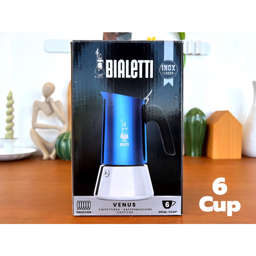 Bialetti Moka Pot Venus Induction 6 cups สีฟ้า หม้อต้มกาแฟ วีนัส ขนาด 6 ถ้วย เบียเล็ตติ้ Blue (3008)