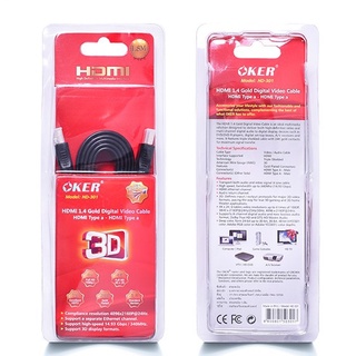 OKER Hdmi Cabel  V1.4 สายแบนสีดำ ยาว1.8M,3M,5M