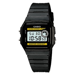 Casio Standard นาฬิกาข้อมือผู้ชาย สีดำ/เหลือง สายเรซิ่น รุ่น F-94WA-9DG