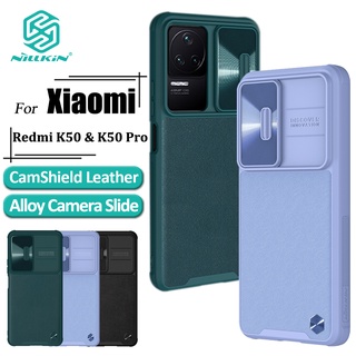 Nillkin CamShield เคสโทรศัพท์หนัง ธรรมดา Xiaomi Redmi K50 Pro / K50 เคสโลหะผสม ตัวเลื่อนกล้อง กันกระแทก ฝาหลัง