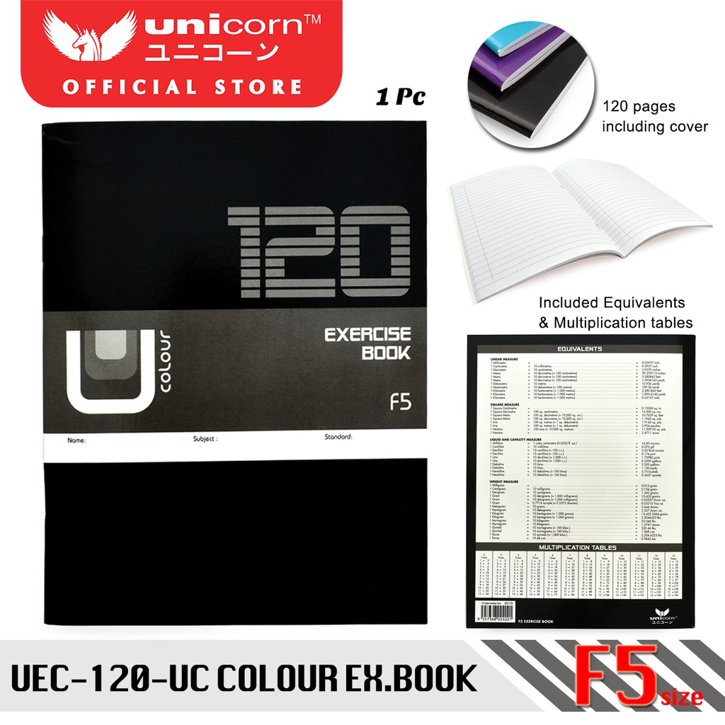 หนังสือออกกําลังกาย Unicorn F5 120 หน้า UEC-120-UC Random Colour