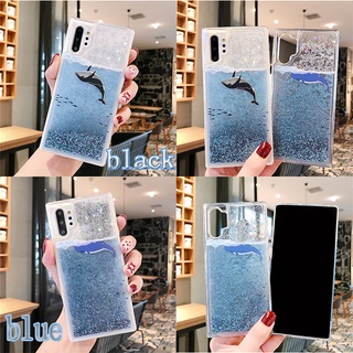 Samsung Galaxy S20+ S21+ Note10 lite S20 FE S21 Ultra J4 J6 A8 A6 plus เคสโทรศัพท์มือถือ S20FE Note10+ J4+ J6+ A8+ A6+ J8 A9 A7 2018 Cartoon dolphin quicksand soft case เคสป้องกัน