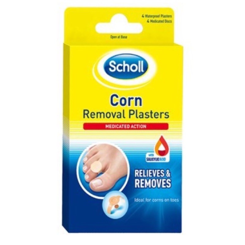 Scholl Removal Plaster 1 กล่องมี 4 ชิ้น ใช้แปะตาปลาหรือหูด