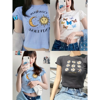 เสื้อยืดลำลอง แขนสั้น พิมพ์ลายการ์ตูน เนื้อบาง สไตล์นักเรียน สำหรับผู้หญิง