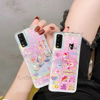 เคสโทรศัพท์มือถือแบบนิ่ม TPU ใส มีทรายไหล ลายการ์ตูนหมีน่ารัก แต่งกลิตเตอร์ สําหรับ Vivo Y20 Y12S Y20i Y21 Y21A Y21T Y33S Y51 2020 V19 V20 SE S1 Pro