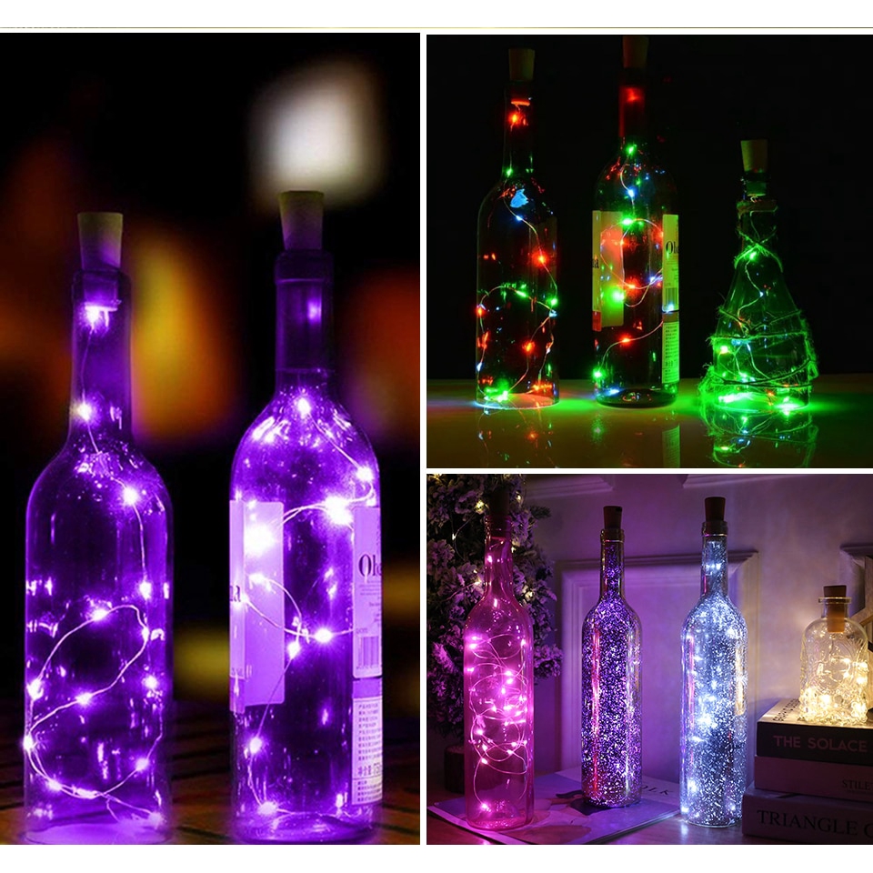 แบตเตอรี่ขับเคลื่อน Garland ขวดไวน์ไฟ Cork 2M 20 LED สีสัน Fairy ไฟ String สําหรับตกแต่งงานแต่งงาน ราคา ถูกที่สุด ดีลบีเคเค แกลเลอรีภาพที่ 9