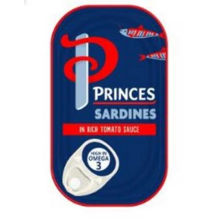 Princes Sardines in rich tomato sauce 120g ปริ๊นท์ ปลาซาร์ดีนในน้ำซอสมะเขือเทศข้มเข้น 120 กรัม