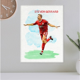 โปสเตอร์ ผ้าแคนวาส Steven Gerrard Liverpool สตีเวน เจอร์ราร์ด ตำนาน นักเตะ ลิเวอร์พูล ภาพวาด ศิลปะ นักบอล นักฟุตบอล