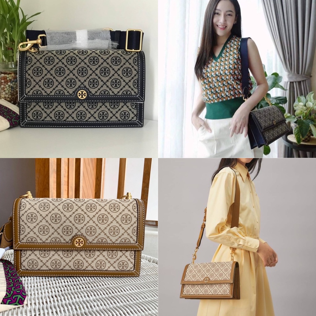 ของแท้100%พร้อมส่งที่ไทย🛍Tory Burch T Monogram Jacquard Shoulder Bag 81863  | Shopee Thailand