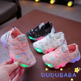 dudubaba รองเท้าผ้าใบลําลองแฟชั่นสําหรับเด็กผู้ชายผู้หญิงมีไฟ led