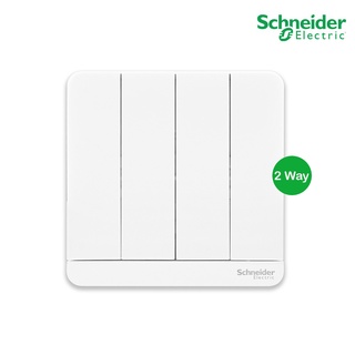 Schneider Electric : สวิตช์ไฟสองทาง 4 ช่อง, 2 Way Switch 16AX, 250V สีขาว รุ่น AvatarOn E : E8334L2_WE_G5