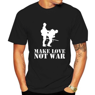 เสื้อยืดผ้าฝ้ายพิมพ์ลายแฟชั่น ใหม่ เสื้อยืดแขนสั้น พิมพ์ลาย Make Love Not War Soldier Peace Frieden Tank Liebe Panzer Ar