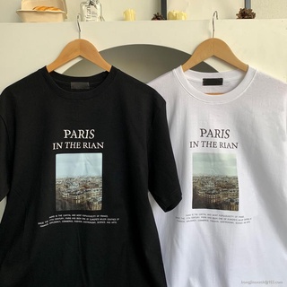 AY  MOST เสื้อยืด Oversize ลาย Paris in the rain  ผ้าหนา สกรีนคุณภาพ OVS ZO oversize SML