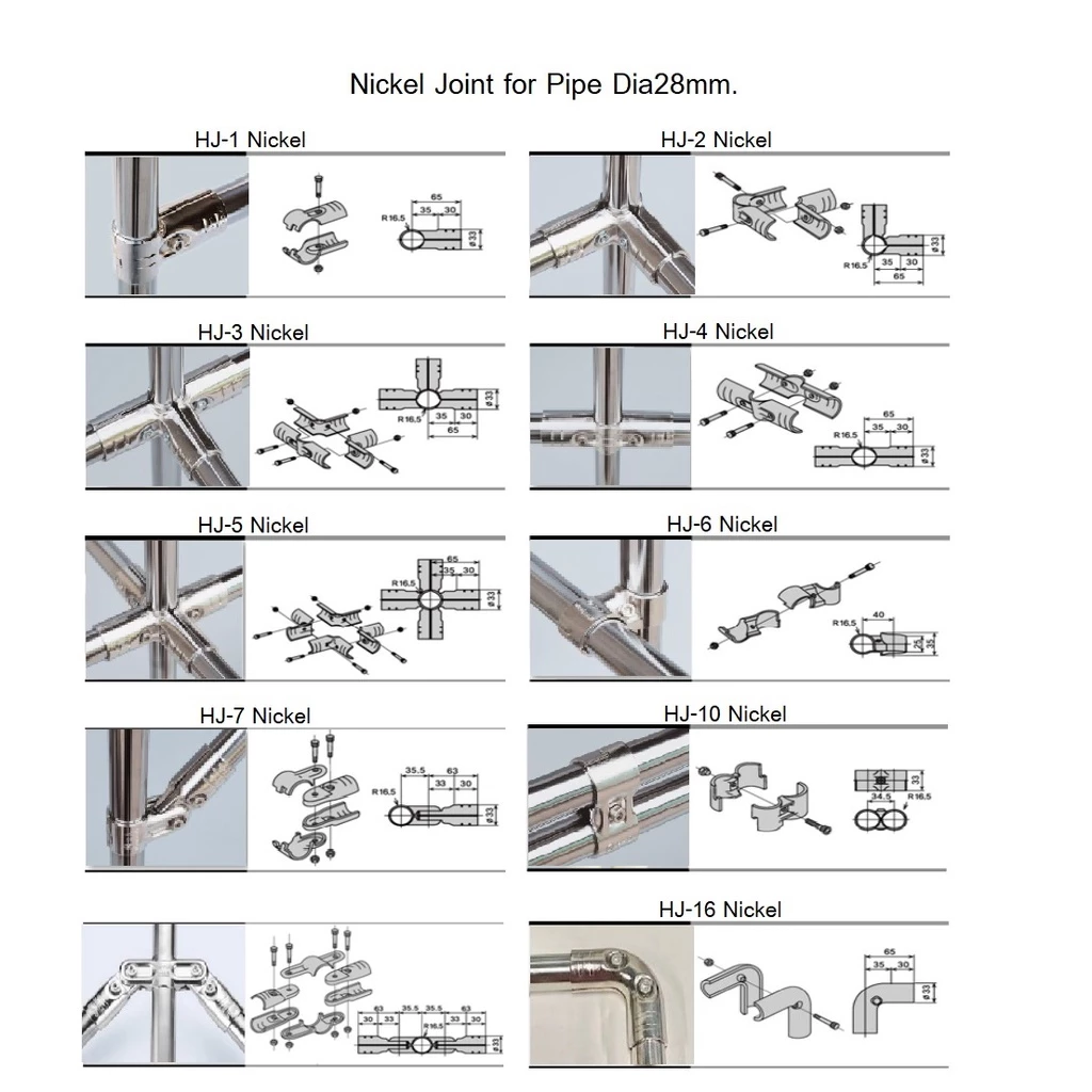 ข้อต่อเหล็กชุบนิกเกิ้ล nickel joint for pipe dia28 ข้อต่อสำหรับท่อขนาด 28มิล ข้อต่อ DIY ข้อต่อเหล็กสีเงิน