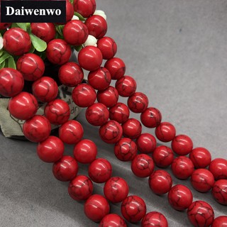 Red Turquoise Beads ลูกปัดสีเขียวขุ่นสีแดง 4-12 มิลลิเมตรรอบธรรมชาติหลวมหินลูกปัด Diy สร้อยข้อมือเครื่องประดับ