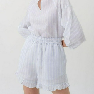 SUUBE Official Ruffle shorts - Blue stripe กางเกงขาสั้น(เฉพาะกางเกง)