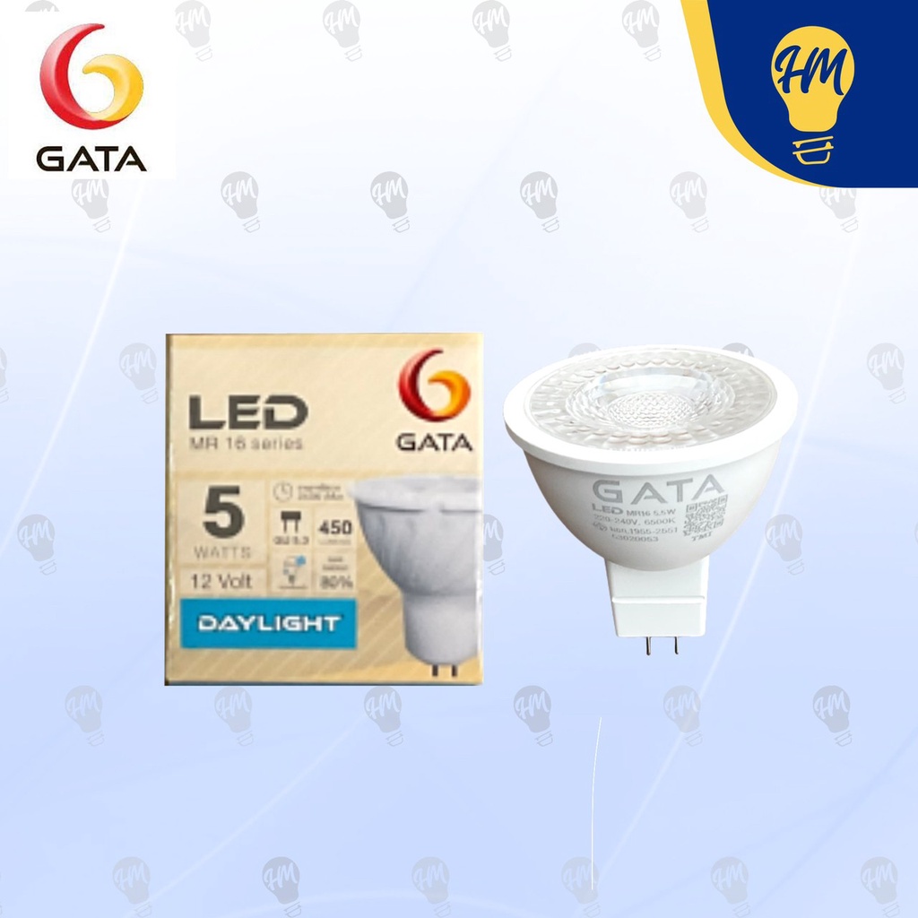 GATA หลอดไฟ MR16 LED 5w. 12v. (ต่อผ่านหม้อแปลง) แสงขาว/แสงวอร์ม  หลอดไฟฮาโลาเจน หลอดไฟ 12 โวลต์