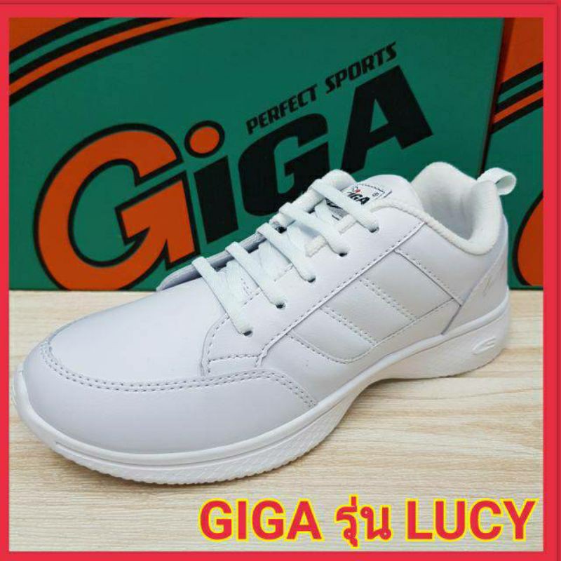 GIGA รองเท้าผ้าใบหนังสีขาว,ดำ รุ่น LUCY (36-41)