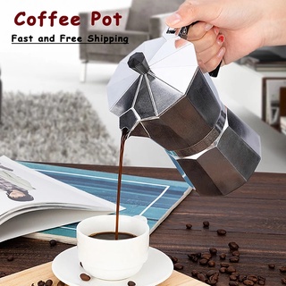 [เครื่องชงกาแฟอลูมิเนียม Mocha Coffee Kettle] [เอสเพรสโซ่ Mocha Pot] [หม้อแปดเหลี่ยม ] [แปดเหลี่ยม ] [ขนาด 50 มล. ]