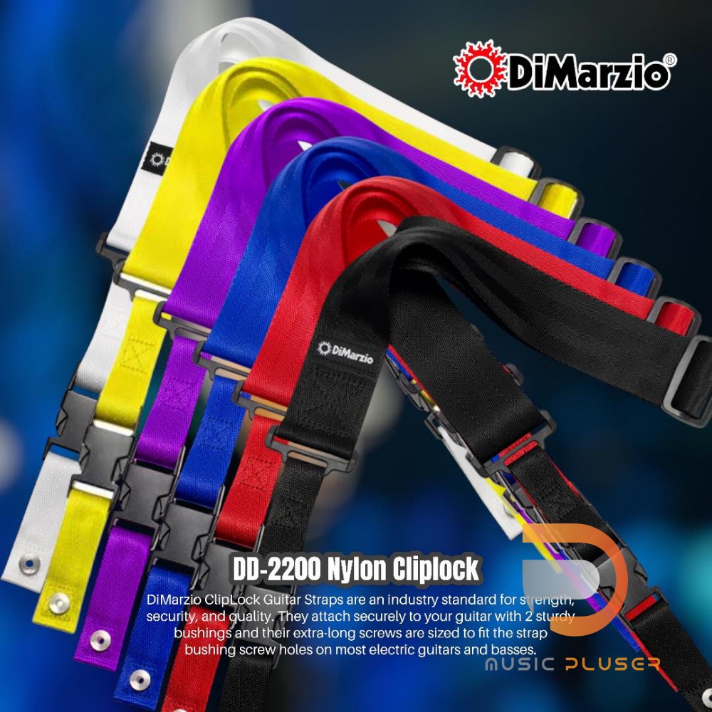 Dimarzio 2 Inch DD-2200 Nylon Cliplock สายสะพายใช้ได้ทั้งกีต้าร์และเบส มีให้เลือกหลากหลายแบบ ของแท้100% Madi in USA.