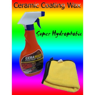 เคลือบสีรถ Premium Ceramic Coating Wax superhydrophobic 500ml  +ผ้าไมโครไฟเบอร์