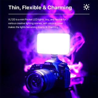 Vijim VL120 ไฟ LED สองสี ขนาดเล็ก แบบพกพา 3100mAh CRI 95+ 3200K-6500K หรี่แสงได้ สําหรับกล้อง DSLR