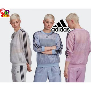 Adidas - ใหม่ เสื้อผ้าตาข่าย 3-STRIPES ADIDAS SHEER MESH CREW SWEATSHIRT GP2150 GP2151 GP2152