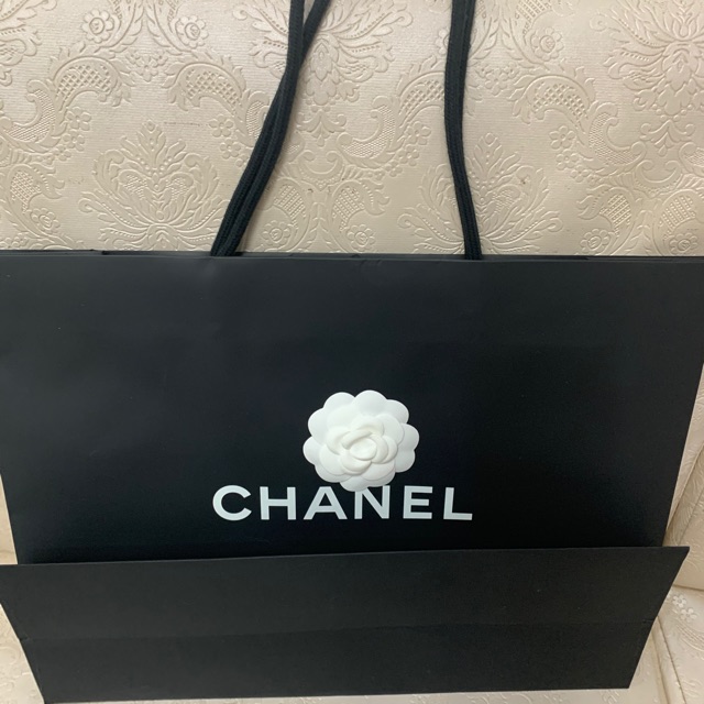 CHANEL Paper Bag with White Camellia Flower NEW