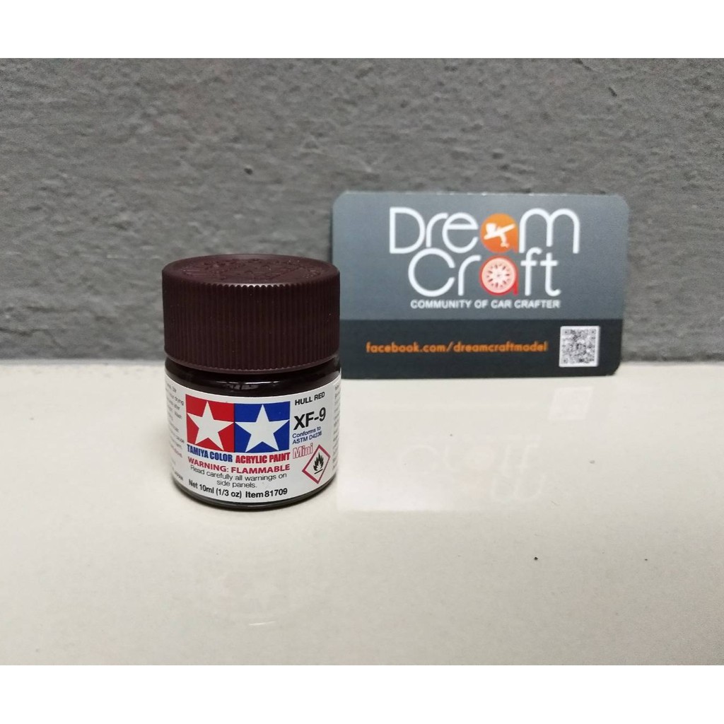 TAMIYA Acrylic Mini XF-9 Hull Red (สีสูตรน้ำอคริลิก Acrylic Color Paint DreamCraft Model)