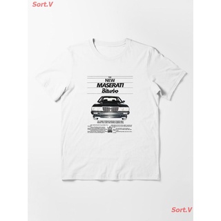 โลโก้ MASERATI BITURBO - ADVERT Essential T-Shirt เสื้อยืดพิมพ์ลาย เสื้อยืดโลโก้รถ