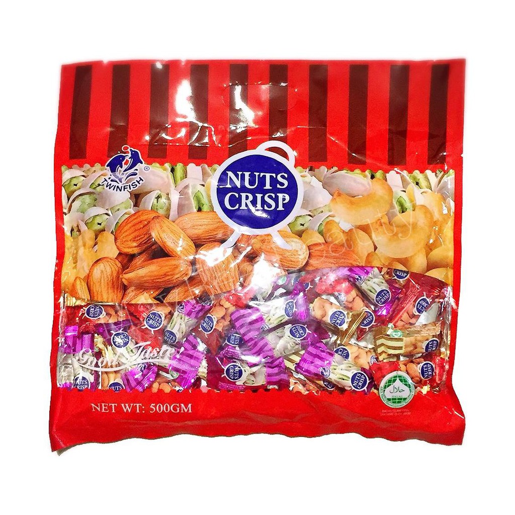 NUTS CRISP ขนมถั่วตุ๊บตั๊บ รวมรส NUTS CRISP น้ำหนัก 500 กรัม ถั่วตุ๊บตั๊บ ห่อสีแดง