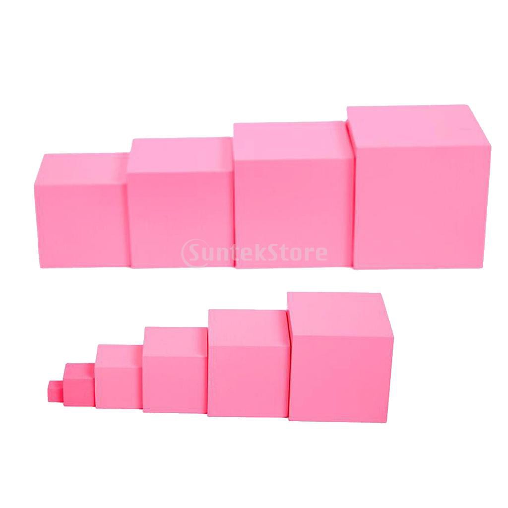 Pink Tower Wooden Cube Stacking Blocks Early Childhood Kids Educational ...