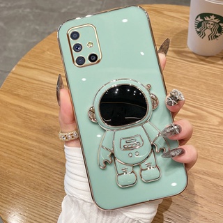 เคสโทรศัพท์มือถือ ลายนักบินอวกาศ สีแคนดี้ พร้อมขาตั้ง สําหรับ Samsung A31 A51 A71 4G A11 M11