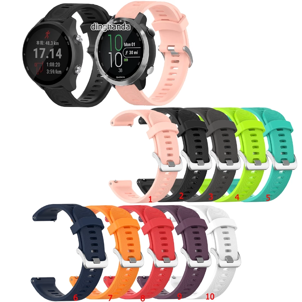 สายนาฬิกา ซิลิโคน หัวเข็มขัดโลหะ คลาสสิก สำหรับ Garmin Forerunner 645 245 245M 165 55 158 570 42mm 170 70