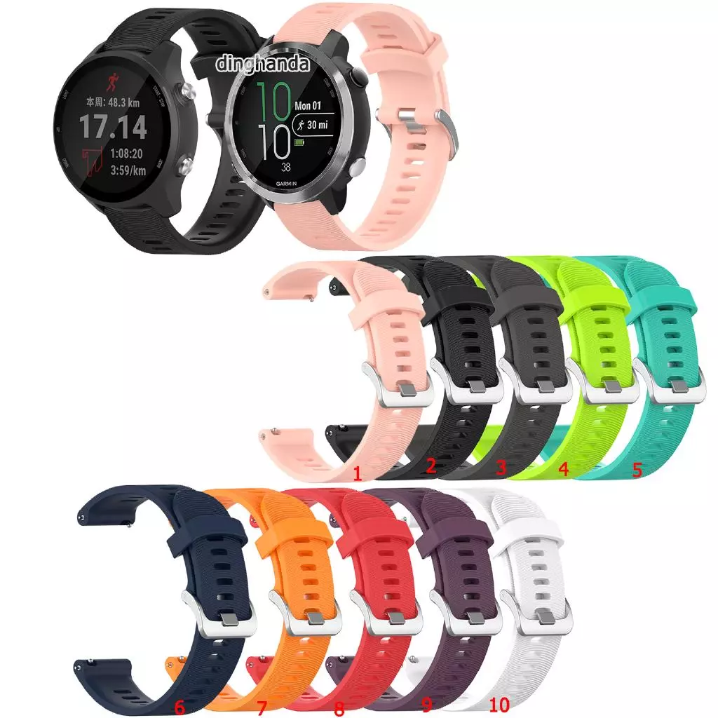 สายนาฬิกา ซิลิโคน หัวเข็มขัดโลหะ คลาสสิก สำหรับ Garmin Forerunner 645 245 245M 165 55 158 570 42mm 170 70