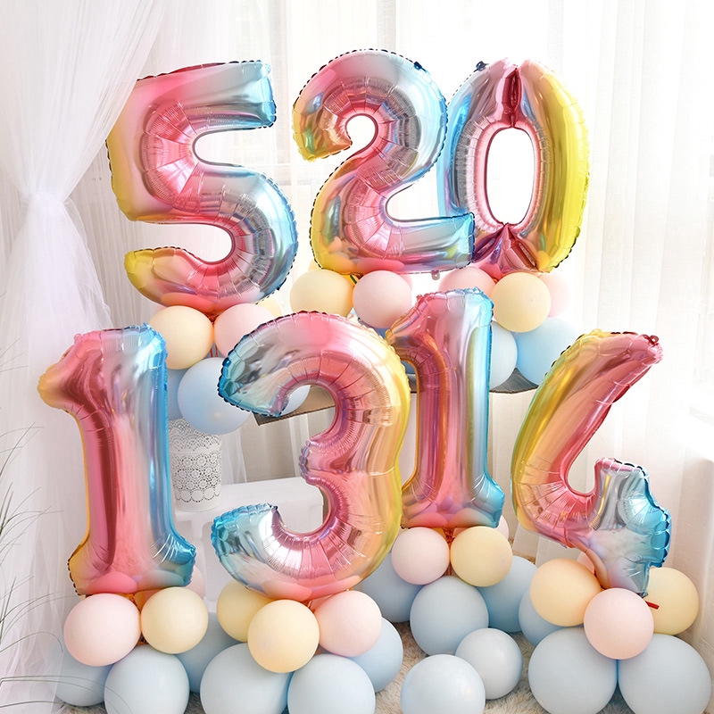 ลูกโป่ง​ฟอยล์ รูปตัว​เลข สีรุ้ง 32 นิ้ว