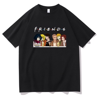 เสื้อยืดแขนสั้นลําลอง ผ้าฝ้าย พิมพ์ลายอนิเมะ Attack on Titan Friends Manga Graphic Eye Punk แฟชั่นฤดูร้อน สไตล์ญี่ปุ่น ส