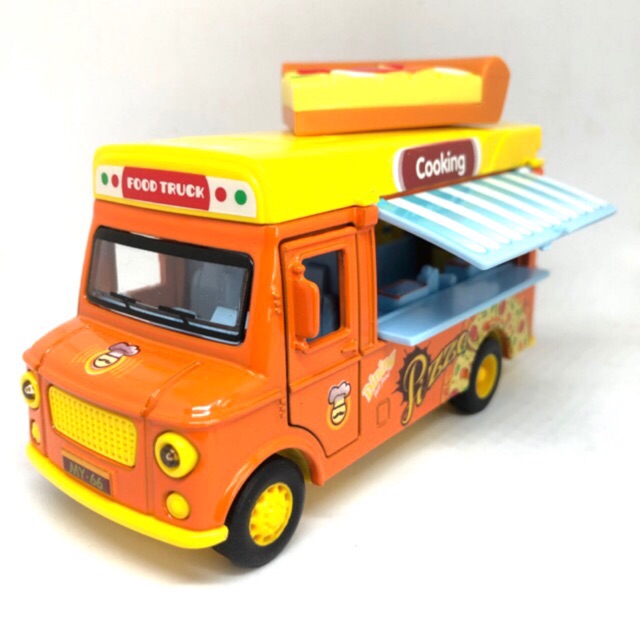 รถโมเดลเหล็ก รถขายอาหาร Food car รถพิซซ่า รถแฮมเบอร์เกอร์ Food Truck มีไฟ มีเพลง น่ารักมาก