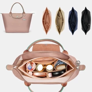 LONGCHAMP กระเป๋าถือ กระเป๋าเครื่องสําอาง ผ้าสักหลาด แต่งหูหิ้ว สําหรับผู้หญิง