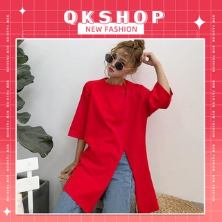 QKshop เสื้อผู้หญิง ⭐️ สีสันสดใส สีเข้มโดนใจวัยรุ่น ผ่าข้างหน่อยๆ ไม่เหมือนใครแน่นอน🌈  คอกลมใส่แล้วดูน่ารักสุด💕