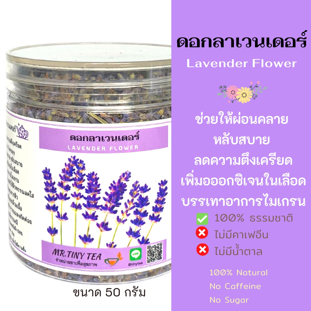 ดอกลาเวนเดอร์ ชาลาเวนเดอร์ บรรเทาไมเกรน ลดความเครียด ทำให้ผ่อนคลายหลับสบาย  Aroma Therapy Lavender Flower Tea