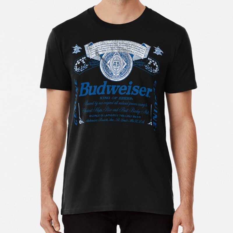 เสื้อวินเทจผญ Budweiser โลโก้เสื้อยืด Budweiser Bier Brouwen ดื่มเหล้าวิทยาลัยปาร์ตี้ตกแต่งตกแต่ง Dr