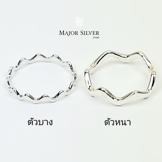 แหวนซิกแซก รุ่น บาง, หนา / แหวนเงินแท้ 92.5% ดีไซน์น่ารักๆ แหวนเงินแท้ 100 Major Silver