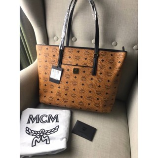 mcm​ leather​ zip​ tote