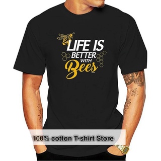 เสื้อยืดผ้าฝ้ายพรีเมี่ยม เสื้อยืดแขนสั้น ผ้าฝ้าย พิมพ์ลาย Beekeeper Life Is Better With Bees Beekeeping แฟชั่นสําหรับผู้